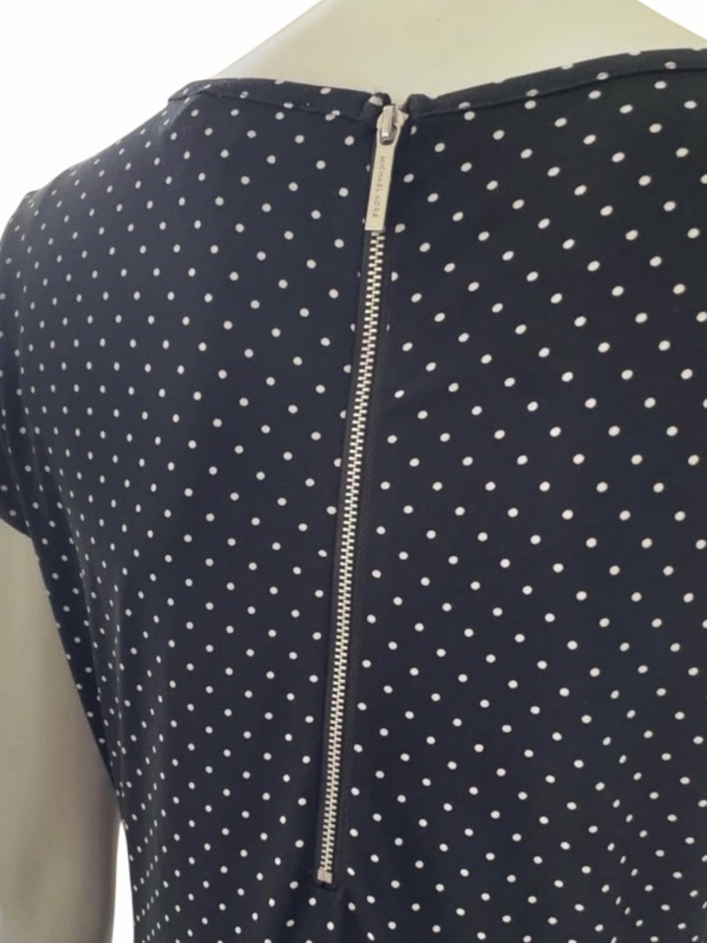 Michael Kors Black Polka Dot Dress with Zipper, Medium size.